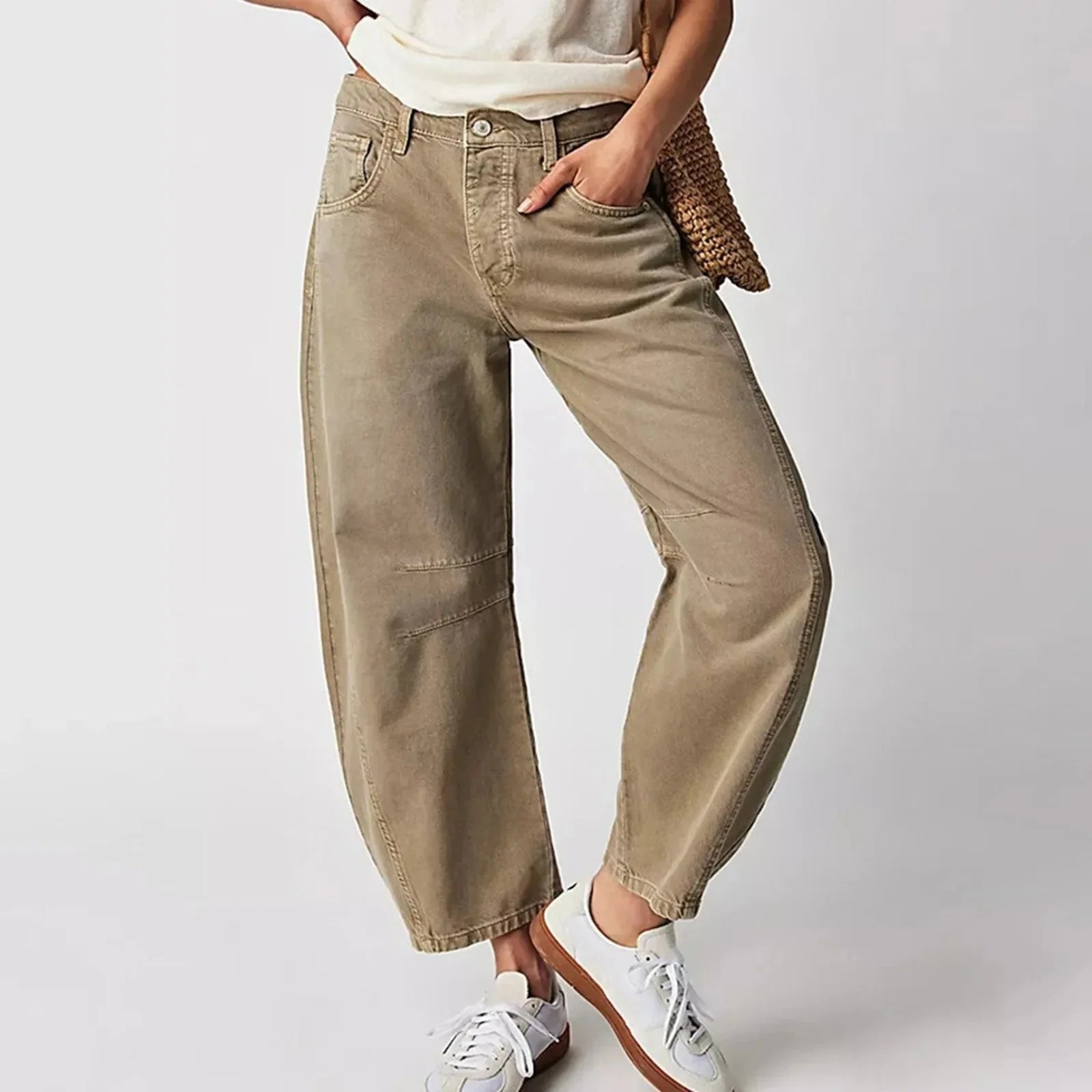 Women's Y2K Baggy Mid-Waist Wide-Leg Barrel Jeans Streetwear - Image 5