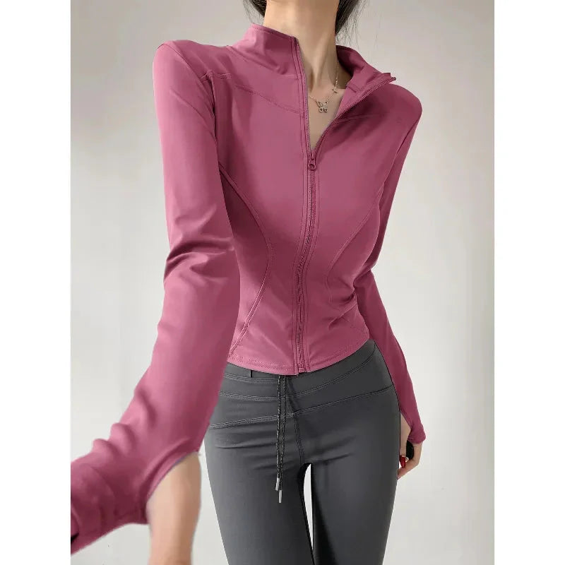 Women Quick-Drying Zip-Up Sports Jacket Slim Fit Activewear - Image 5