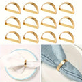 12pcs gold napkin rings, solid color napkin buckle, cast iron polished metal ring, table decoration