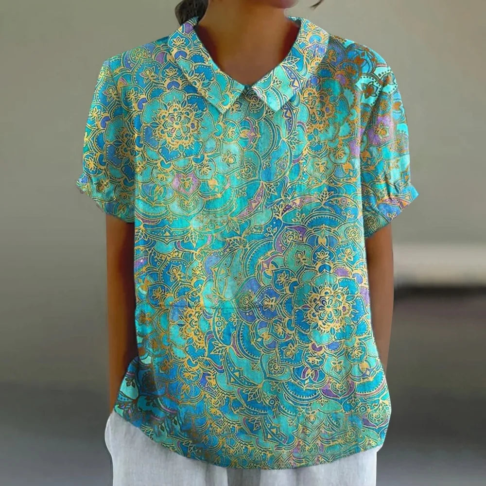 Floral Puff Sleeve Peter Pan Collar Blouse for Women - Image 7