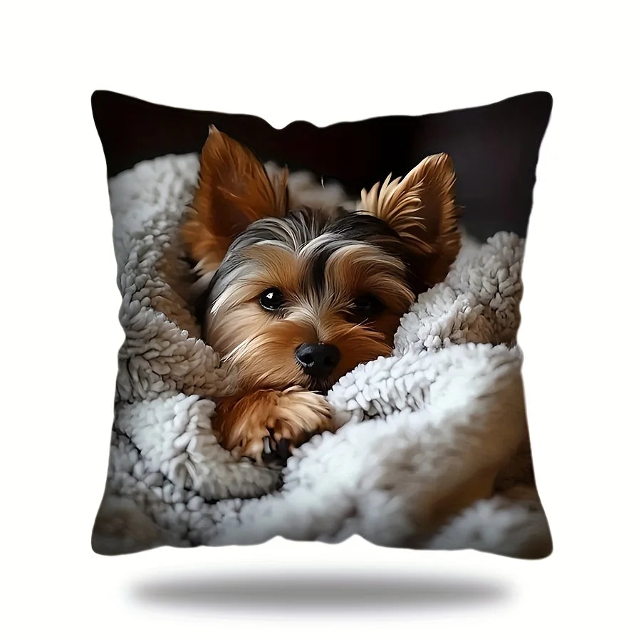 VIKAMA Adorable Puppy Print Decorative Pillowcase, Multi-Size Pillow for Living Room, Office, and Bedroom Home Decor