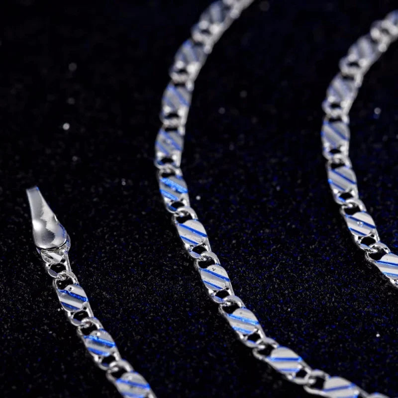 New Luxury 925 Sterling Silver Special 2MM Flat Clavicle Chains Necklaces for Men Women Wedding Jewelry Christmas Gifts 40-75cm