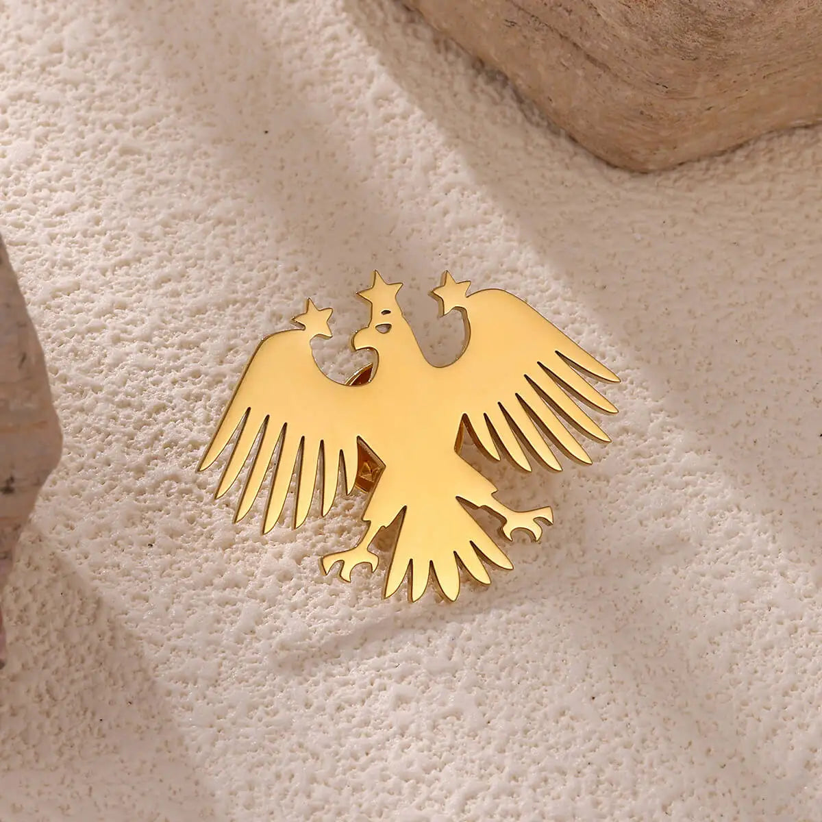 Gold Color Punk Eagle Brooch For Women Men Fashion Geometric Animals Emblem Charm Stainless Steel Jewelry Birthday Father Gift