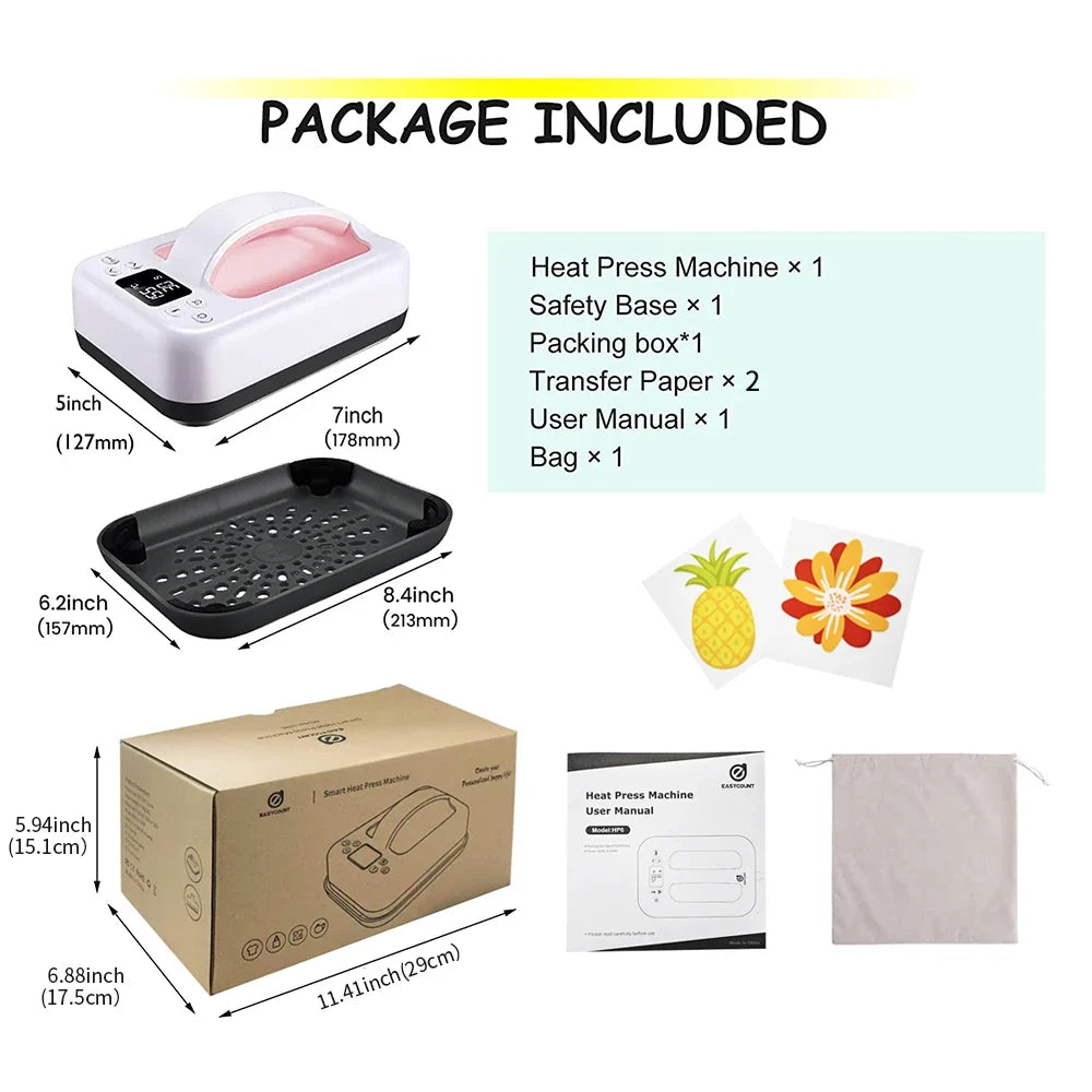 Mini Heat Press Machine, Portable 7x5 Inch Press for T-Shirts HTV Sublimation