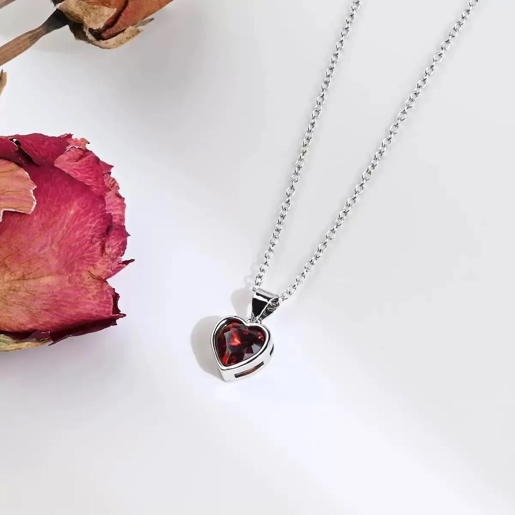 925 Sterling Silver Red Greem Blue Heart Zircon Neck Chain Pendants Necklaces For Women Luxury Jewelry Accessories Argent 925