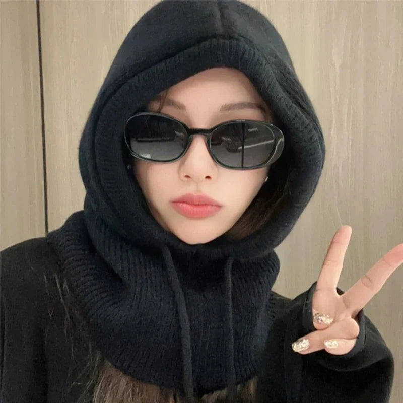 Women’s Knitted Hooded Cap Balaclava Winter Neck Warmer