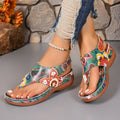 Women's Floral Wedge Sandals Comfortable Casual Outdoor Thong Shoes - Image 19