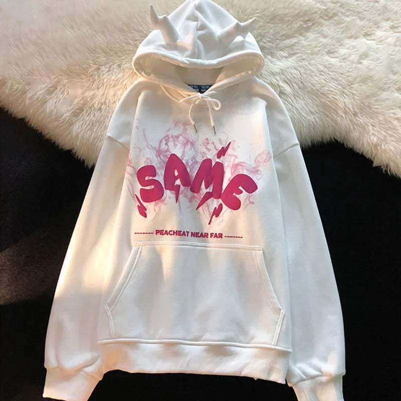 Women's Vintage Gothic Letter Print Oversized Hoodie