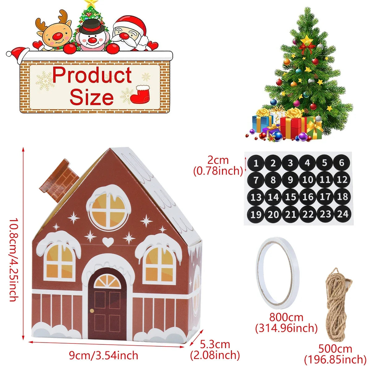 Christmas Gingerbread House Candy Box Merry Christmas Decoration For Home 2024 New Year Gift Cookie Packaging Box Xmas Ornament