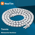 NeeTim 925 Sterling Silver Real Moissanite Tennis Necklace for Women Men Lab Diamonds Neck Chains Necklaces Party Fine Jewelry