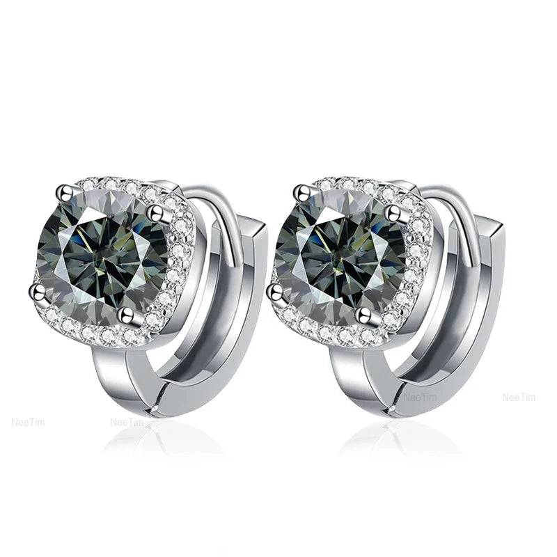 NeeTim 0.5ct 1ct Rainbow Color Moissanite Studs Earrings for Women S925 Silver Black Blue Pink Lab Diamond Wedding Stud Earring