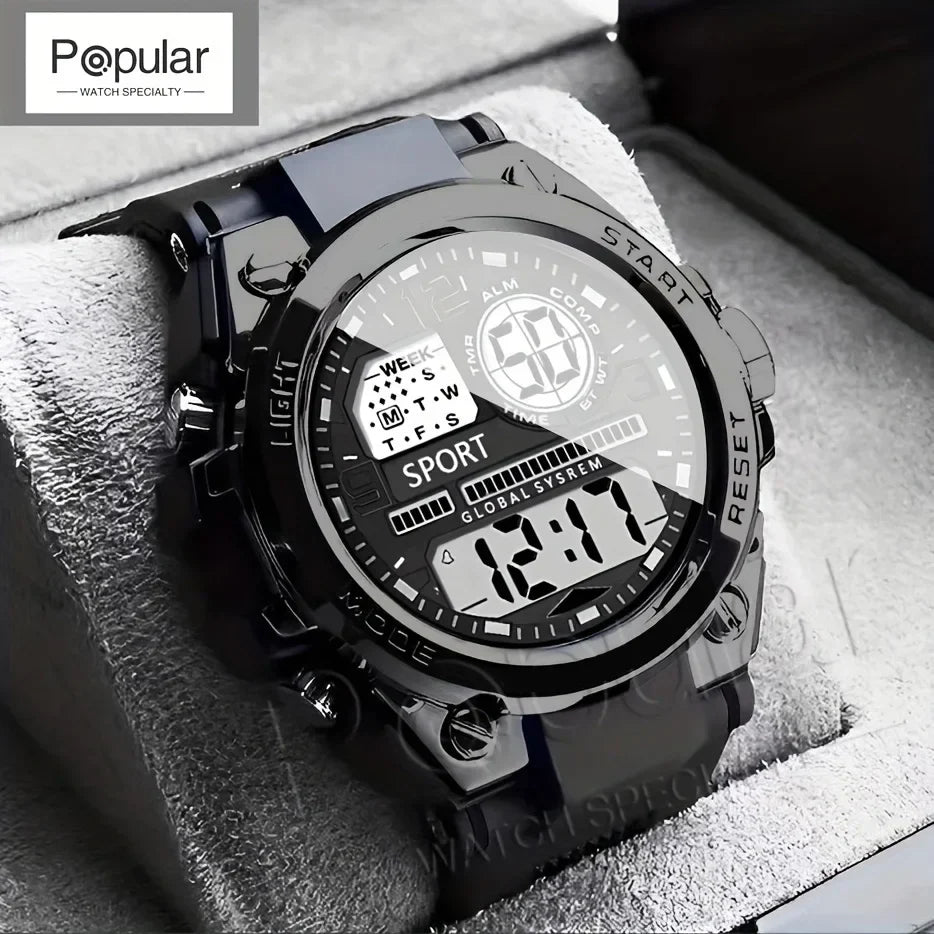 Unisex Outdoor Sports Digital Watch Big Dial LED Alarm 1237 Sport Watch for Men And Women
