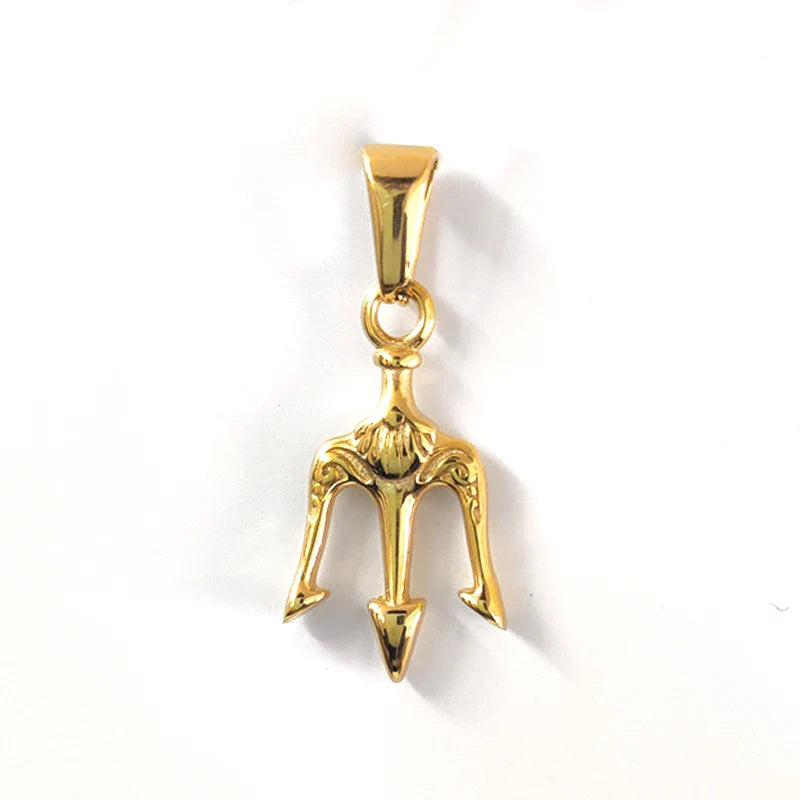 Mythology Medusa Poseidon Trident Charm Stainless Steel Ancient Greek Amulet Neptune Pendant Men 18k Gold Trident Pendant