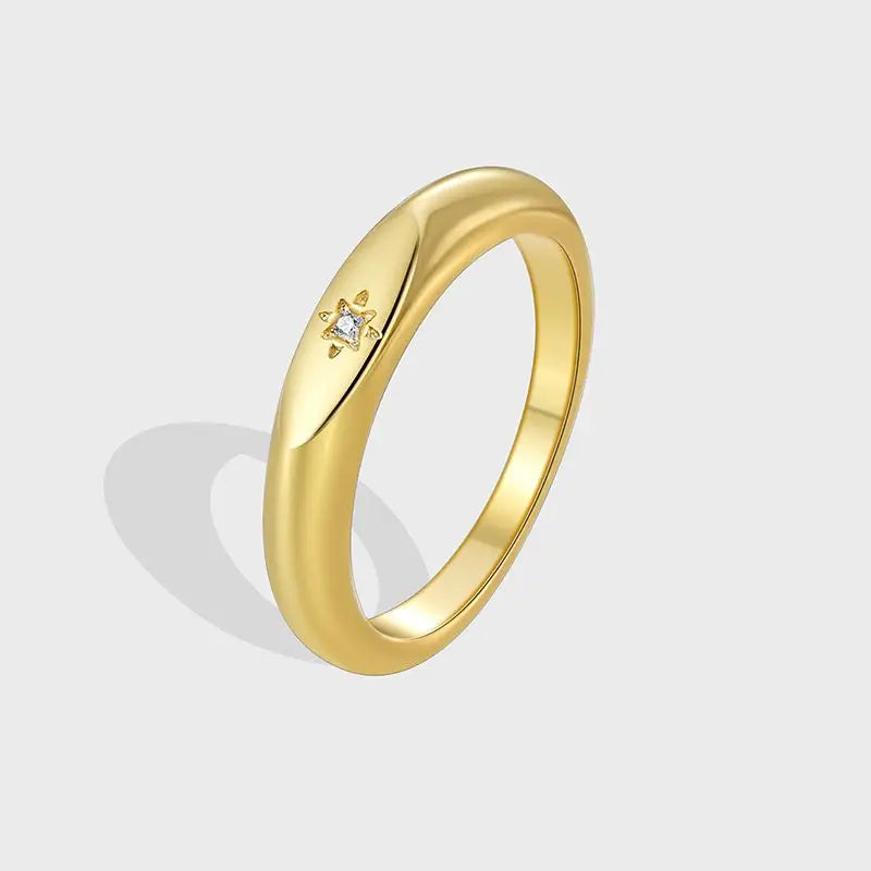 925 Sterling Silve Fashion Wedding North Star Ring For Women Cubiz Zircon Finger Rings Female Engagement Jewelry Accessories