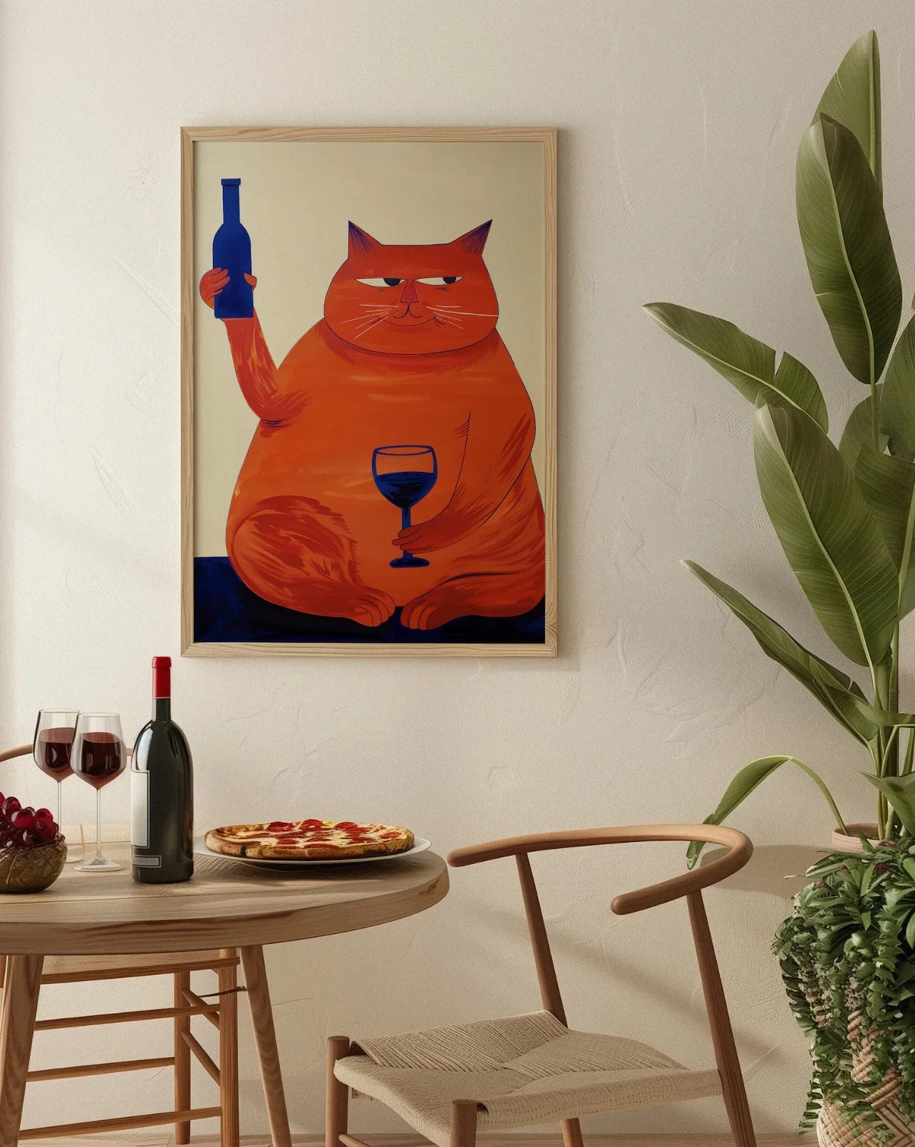Bar Cart Decor, Cat Poster, Wine Print, Retro Kitchen Decor, Mid Century Modern Decor, Trendy Wall Art, Cheers Print, Dining Roo