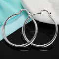 925 Sterling Silver 40mm Smooth Round Hoop Earrings For Women Wedding Party Elegant Luxury Quality Jewelry Accessories