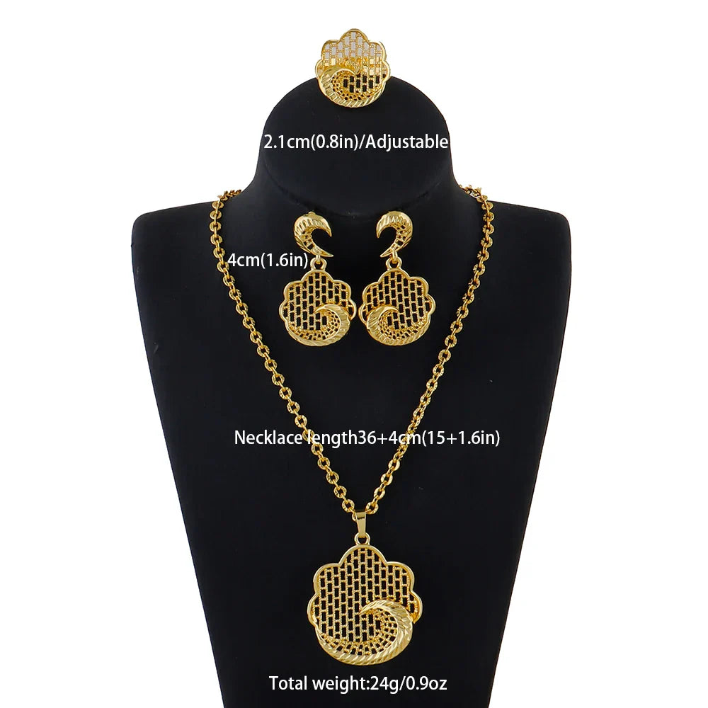 fashion gold jewelry set stainless steel earrings necklaces for women simple Personality gift wedding party Accessories