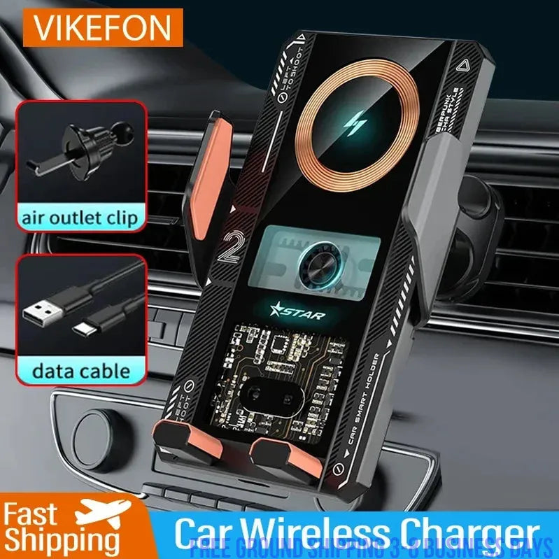 Wireless Car Charger Phone Holder Fast Charging Air Vent Mount