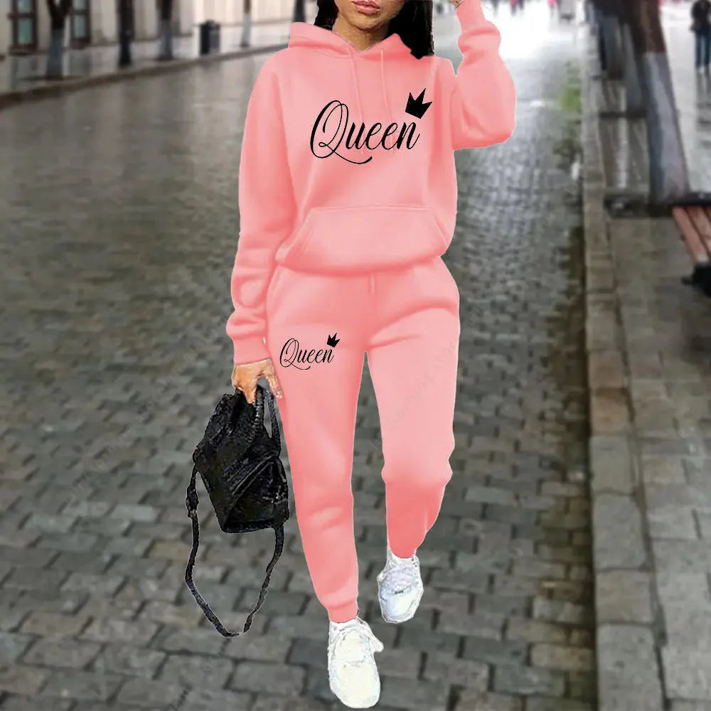 Women’s Queen Graphic 2-Piece Hoodie and Jogger Tracksuit Set - Image 12