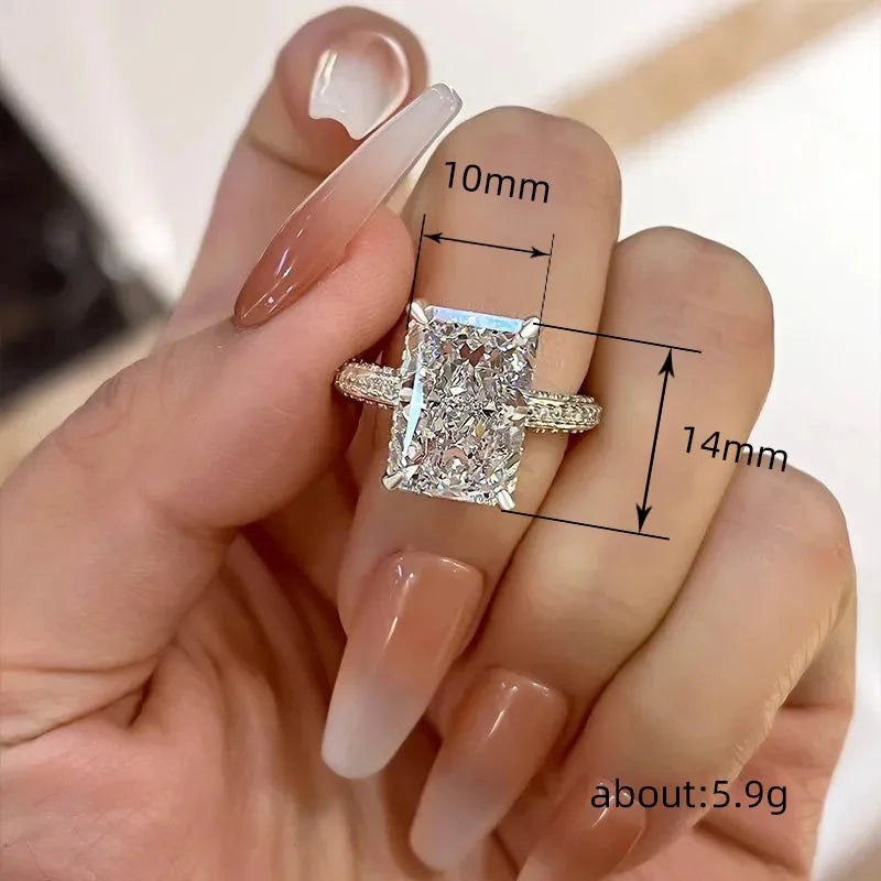 925 Sterling Silver Simple and Elegant Rectangle Cut CZ Rings for Women Luxury Engagement Wedding Bridal Accessories Jewelry