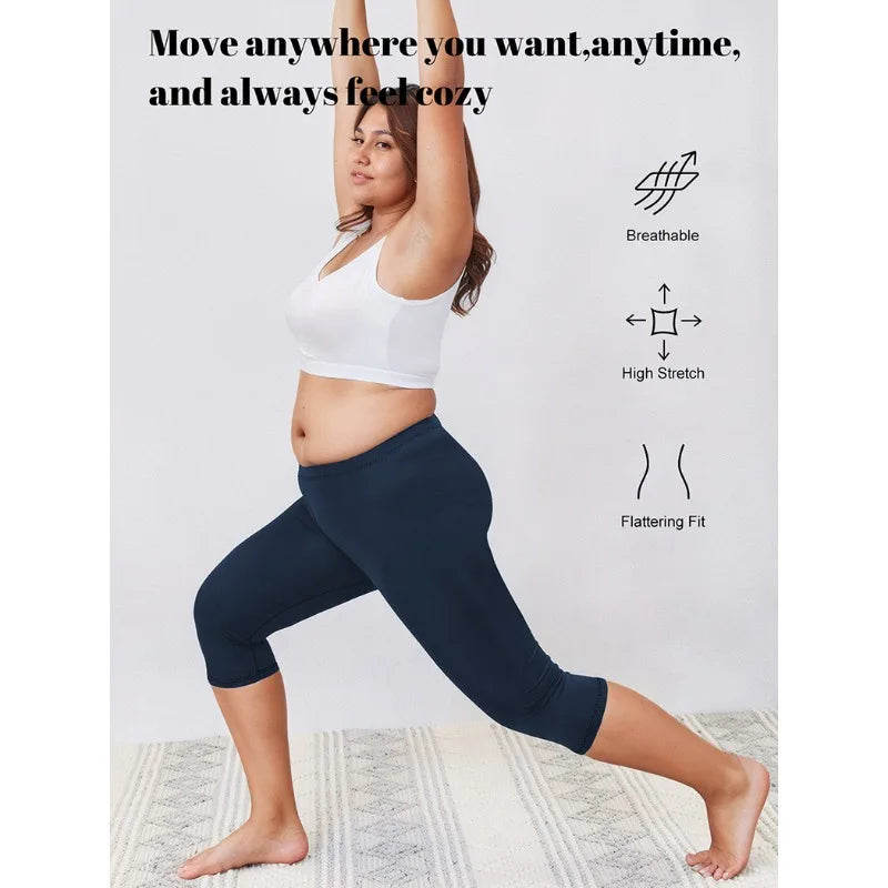 Plus Size High Waist Fitness Yoga Shorts