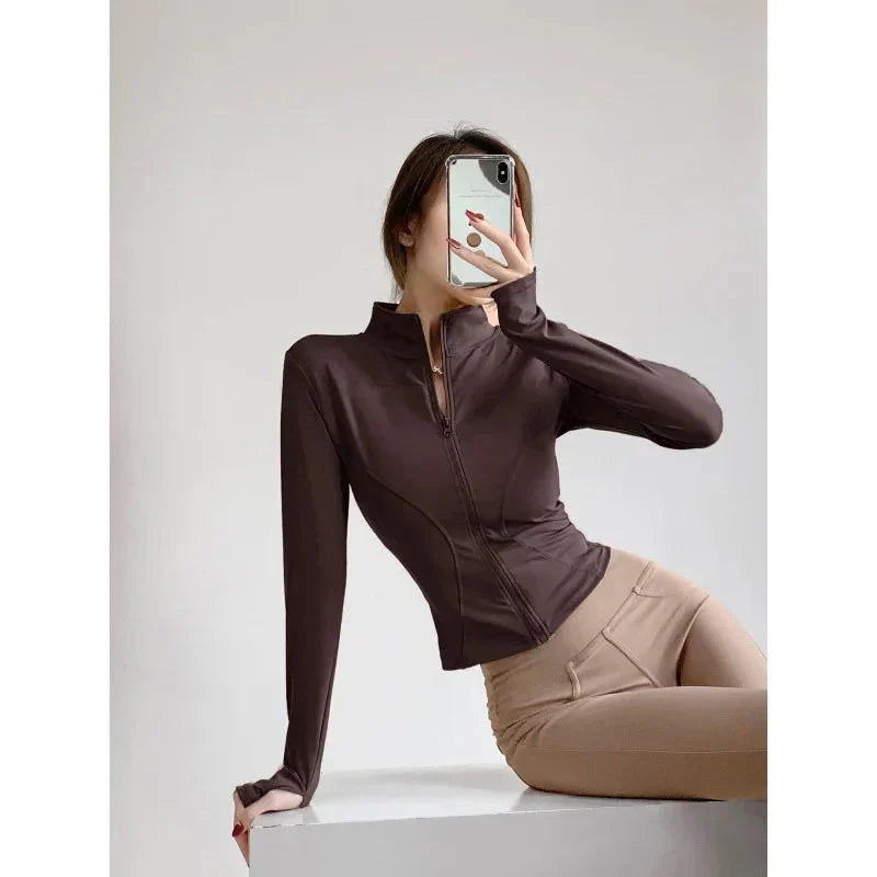 Women Quick-Drying Zip-Up Sports Jacket Slim Fit Activewear - Image 6