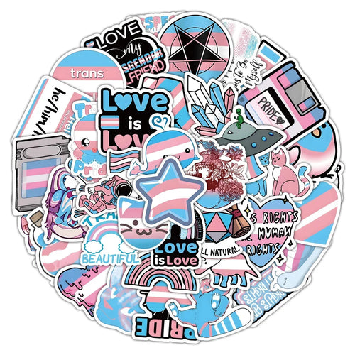 10/30/60pcs Transgender Pride Stickers Toys Rainbow Lesbian Bisexual Pansexual Gay Graffiti Decals Skateboard Laptop Sticker