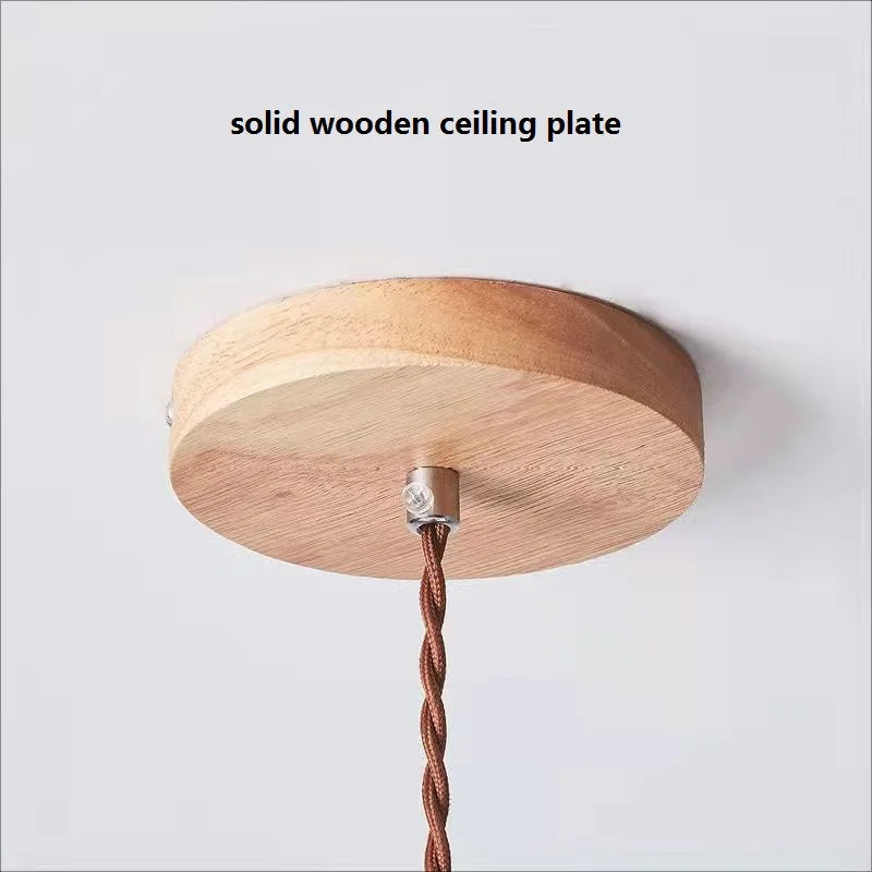 Retro Pleated Pendant Light For Living  Dining Room Bedside Solid Wooden Ceiling Hanging Fabric Lampshade Bar Home Decoration