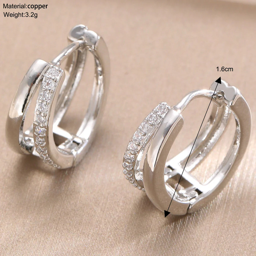 Fashion Gold Color Zircon Hoop Earrings for Women Boho Retro Geometric Statement Copper Metal Earrings Trendy Jewelry Gifts 2024