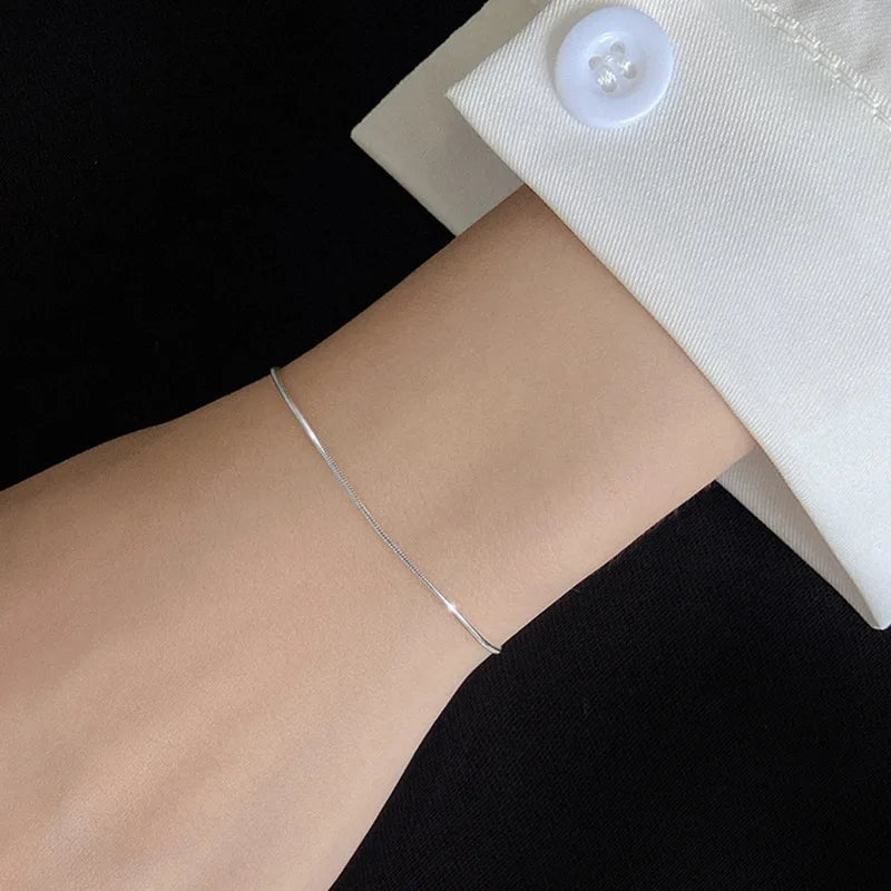 925 Sterling Silver 20cm Snake Chain Lucky Bracelets Woman Party Luxury Designer Jewelry Wedding Jewellery