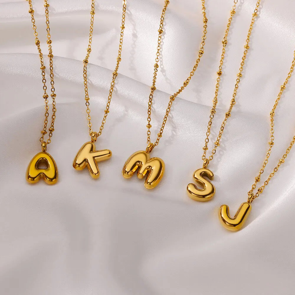 Vintage Initial Letter Necklaces For Women Stainless Steel Chain Collar Pendant Necklace 2024 New Wedding Couple Jewelry Gift