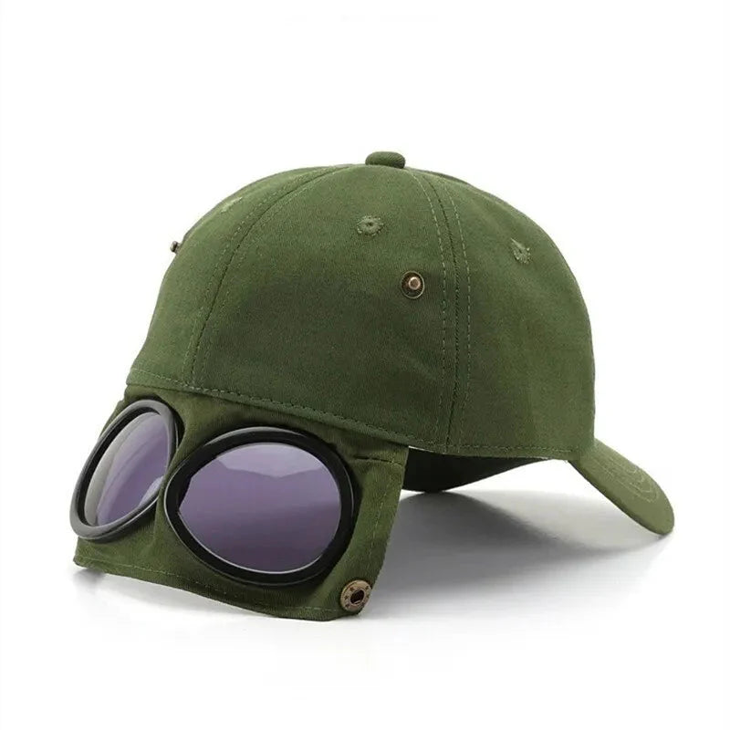 Aviator Baseball Cap – Unisex Summer Hat with Built-In Sunglasses