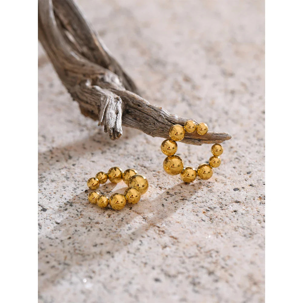 Yhpup 316L Stainless Steel Round Beads Ear Bone Earrings 16K PVD Plated Fashion Personalized Ear Clip Accessories 2025