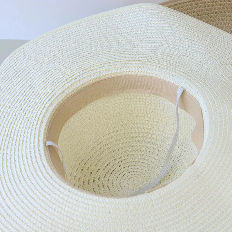 Women’s Wide Brim Summer Straw Hat with Elegant Bowknot Detail