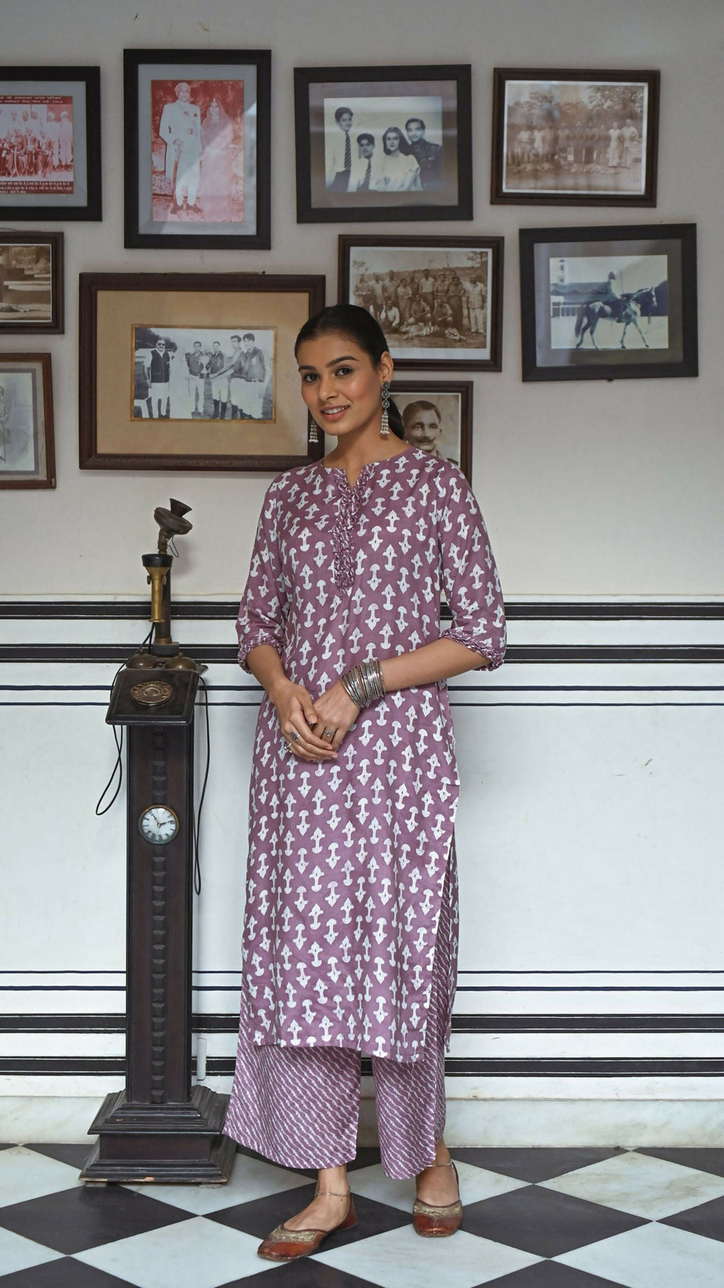 Women's Purple Pure Muslin A-Line Kurta Plazo Set with Digital Print
