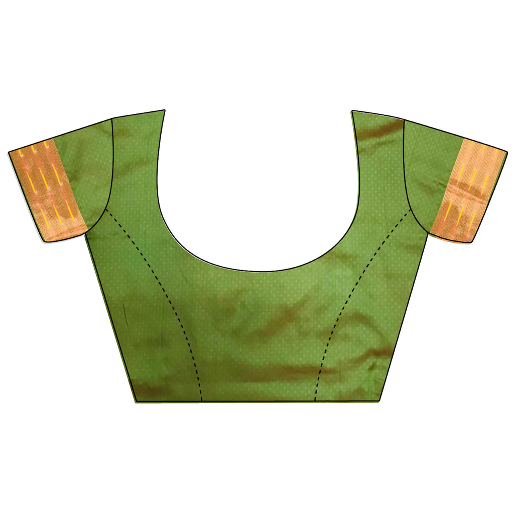 Olive Green Jacquard Butti Soft Lichi Silk Paithani Saree