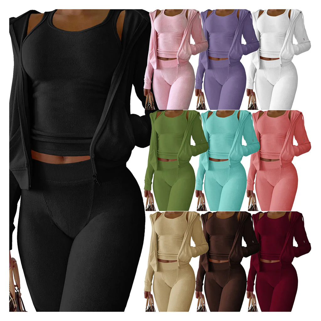 HR8235 Women's Autumn Winter Hooded Vest Set