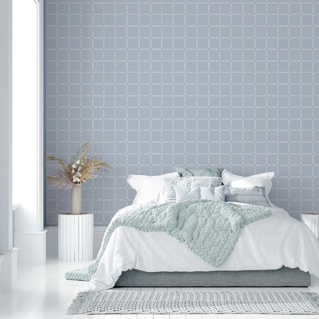 Shae Geometric Removable Wallpaper in Soft Blush Pink and White