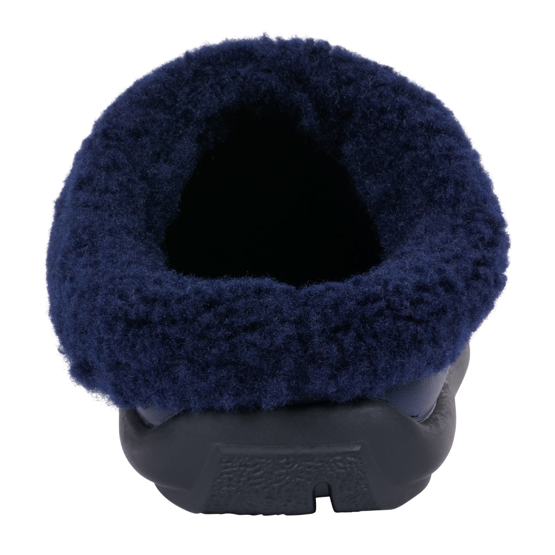 Women's Shari Navy Faux Leather Mule Slipper with Shearling Collar - Image 4