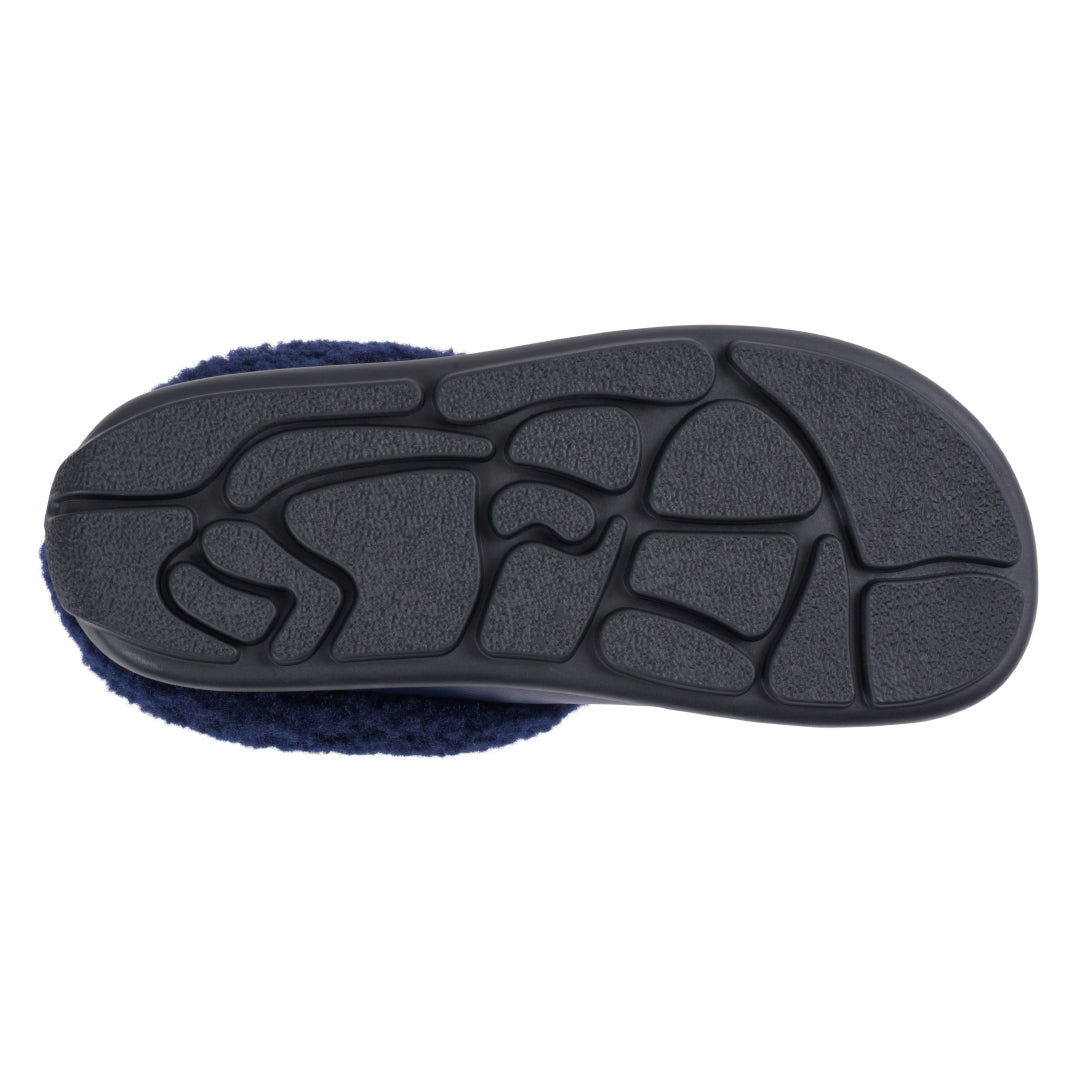 Women's Shari Navy Faux Leather Mule Slipper with Shearling Collar - Image 5