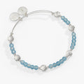 Alex + Ani Shell Motif Beaded Charm Bangle with blue beads and silver details