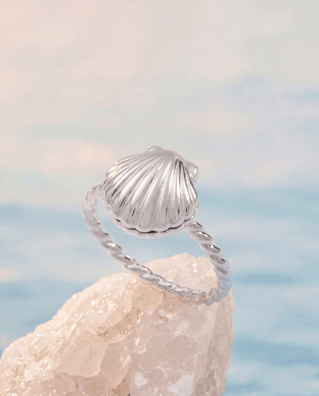 Seashell Locket Ring with Secret Message and Pearl Accent