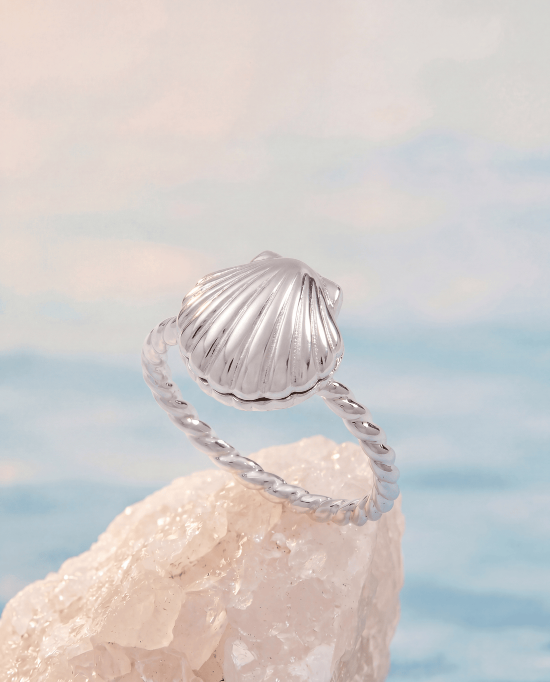 Seashell Locket Ring with Secret Message and Pearl Accent