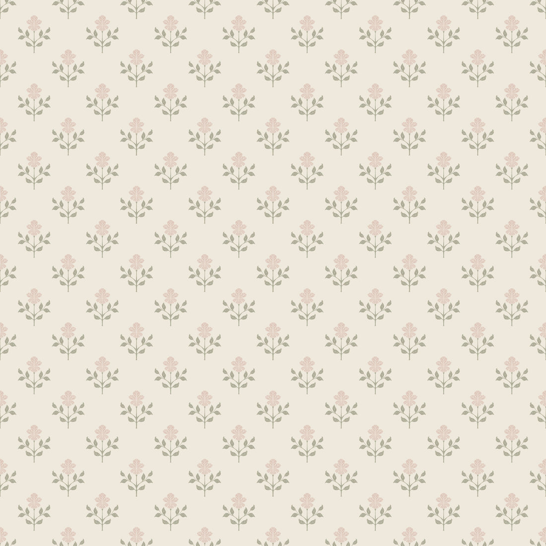 Shiloh Floral Removable Wallpaper in Sage-Green and Dusty-Rose