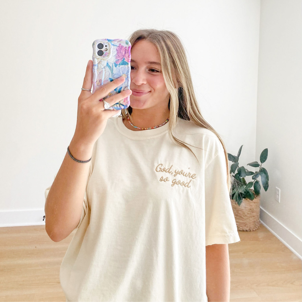 God You're So Good Embroidered Comfort Colors Tee T-Shirt Christian Apparel