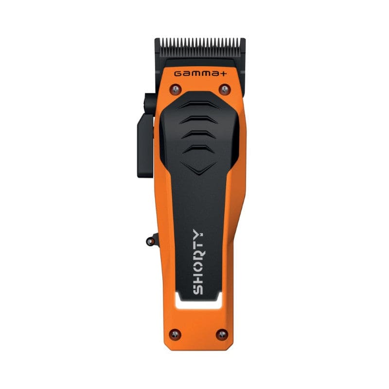 GAMMA+ Shorty professional hair clipper available in orange, black, or blue