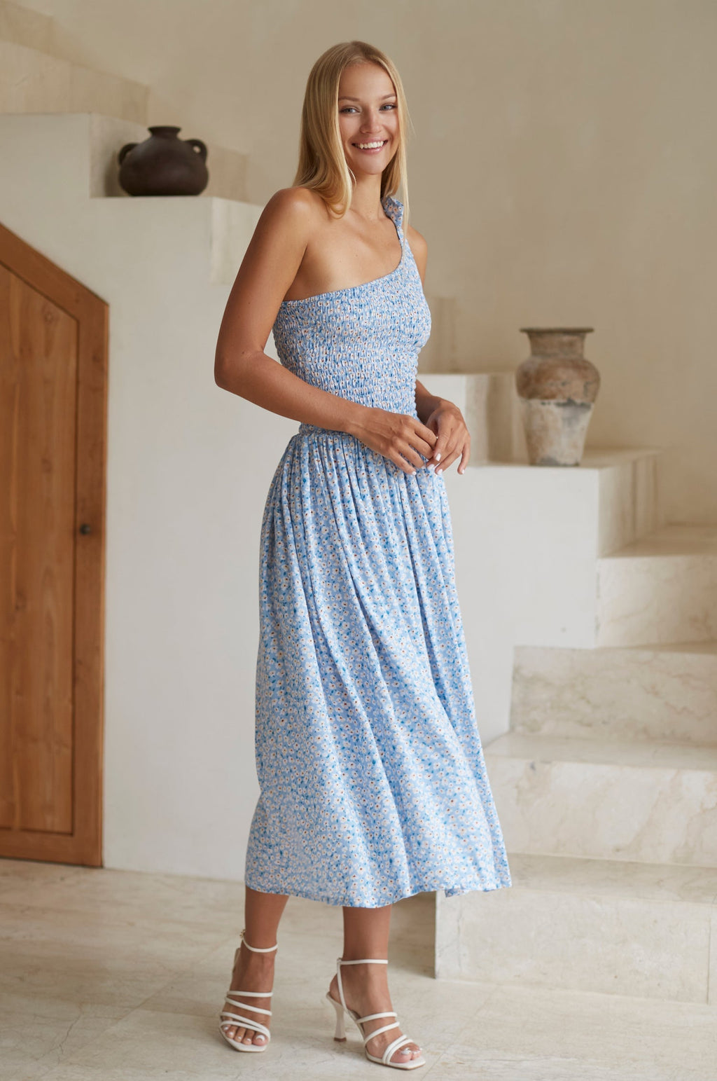 Sienna One-Shoulder Shirred Dress (Sale)