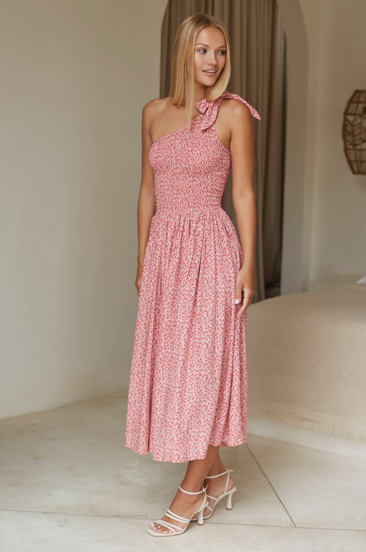 Sienna One-Shoulder Shirred Dress (Sale)