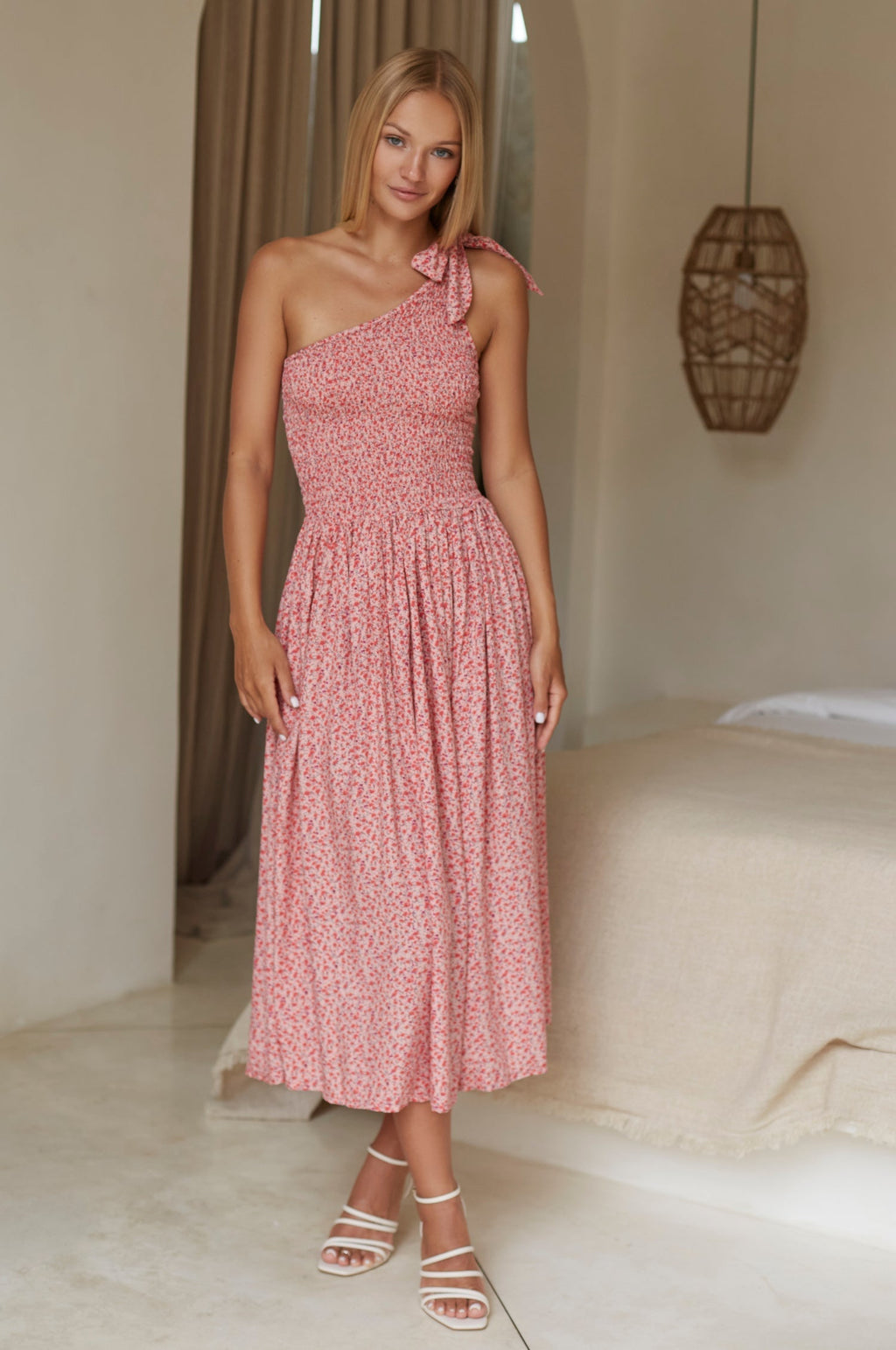 Sienna One-Shoulder Shirred Dress (Sale)