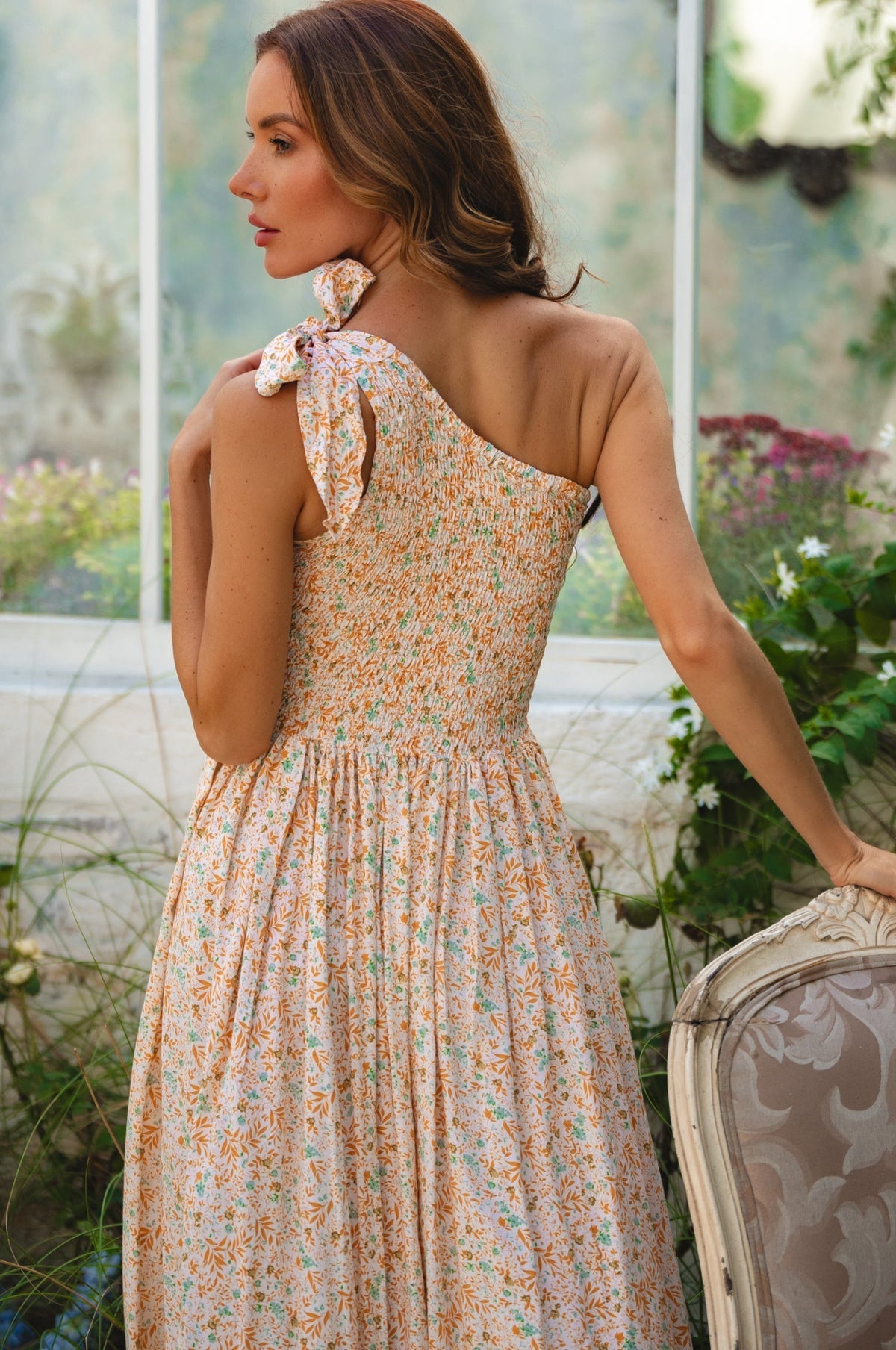 Sienna One-Shoulder Shirred Dress (Sale)